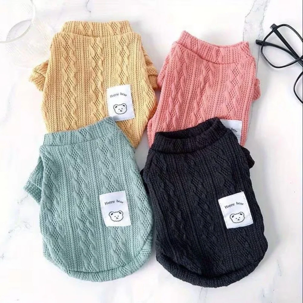 COMFY KNIT PULLOVER PET SWEATER WITH TED TEXTURE IN YELLOW - BRAND NEW
